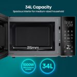 Hisense 34 Liters, Large Microwave Oven and Grill Combo, 1000W, 10 Power Levels, 9 Preset Menus, Anti Bacteria, Ceramic Interiors, Touch Control, H34MOBS10HG(Amazon Exclusive) - Image 7