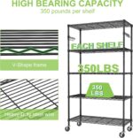 5-Tier Storage Shelves with Wheels, Adjustable Wire Shelving Unit,Metal Rolling Shelves for Storage Utility Shelf Organizer Rack for Kitchen Garage Pantry Closet Laundry(5-Tier Shelf) - Image 4
