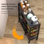 Storage Shelves,4-Tier Heavy Duty Metal Rack Storage Shelving Unit, Storage Organizer with 4 Mesh Baskets & Movable Universal Wheels, Utility&Versatile Standing Shelf Rack for Kitchen and Garage - Image 4