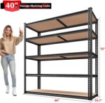 REIBII 40" W Garage Shelving 2500LBS Storage Shelves 72" H Metal Shelving 5 Tier Metal Shelves Adjustable Pantry Shelf for Closet Kitchen Warehouse 40" W x 19.7''D x 72''H - Image 3