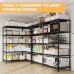 Heavy Duty Metal Storage Shelving Unit,Adjustable 5-Tier Storage Rack(Load 1100LB),Steel Organizer Wire Rack,Large Metal Shelf for Pantry Garage,Black 175D x 40W x 184Hcm - Image 6