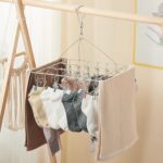 Stainless Steel Clothes Drying Rack, 30 Clips, Windproof Laundry Hanger for Socks, Underwear and Towels - Image 2