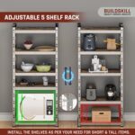 BUILDSKILL 5-Tier Multipurpose Storage Rack | Bolt-Free Assembly | Galvanized Metal | Thick MDF Board | 175kg Capacity Per Shelf | 170x70x30cm Adjustable Shelf Rack for Home, Garage & Shop | Silver - Image 3