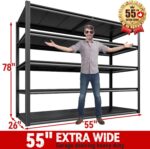 REIBII 55" W Garage Shelving, 3000LBS Garage Storage Shelves Heavy Duty Shelving Adjustable Metal Shelving Unit for Storage Rack Garage Shelves Industrial Storage Shelf 55" W x 26" D x 78" H 2PCS - Image 3
