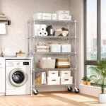 MZG 5-Tier Adjustable Heavy-Duty Metal Wire Storage Shelving Unit with Wheels (Chrome, 45 × 120 × 180 cm) for Garage, Warehouse, Supermarket, Balcony and Garden - Image 7