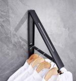 Retractable Clothes Rack, Stealth Clothes Drying Hangers, Wall Mounted Folding Clothes Hanger Drying Rack for Laundry Room Closet Storage Organization (Black) - Image 2