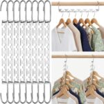 HOUSE DAY 10.5 Inch Closet Space Saving Wardrobe Clothing Magic Hangers Oragnizer Heavy Chrome Hangers, Updated Hook Design Pack of 8
