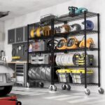 MZG 5-Tier Adjustable Heavy-Duty Metal Wire Storage Shelving Unit with Wheels (Black, 45 × 120 × 180 cm) for Garage, Warehouse, Supermarket, Balcony and Garden - Image 6
