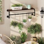medla Clothes Rack Wall Mounted: Industrial Pipe Cloth Hanging Stand with Top Shelf Heavy Duty Clothing Hanger Rod Iron Garment Storage Bar Laundry Drying Rail for Wardrobe Bedroom Closet 100cm Long - Image 5