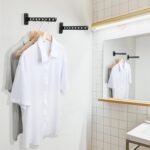 Alise Folding Clothes Hanger Rack,Wall Mounted Clothes Bar-Hanger Holder Hooks Heavy Duty Drying Rack Space Saving Clothing Hanging System Closet Storage Organizer,YHD1008-B Matte Black - Image 6