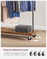 VASAGLE Clothes Rack, Heavy Duty Clothing Rack, Industrial Pipe Style Rolling Garment Rack with Shelf, for Bedroom, Laundry Room, Retail Store, Rustic Brown and Black UHSR65BX - Image 6