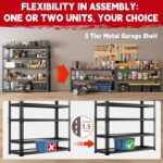Garage Shelving, 48" W Storage Shelves 3000lbs Heavy Duty Shelving, Adjustable 5 Tier Garage Shelf Storage Rack With Honeycomb Shelf, Industrial Shelving Units for Basement 72"H X 48"W X 18.9"D - Image 8