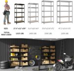 PrimeZone Storage Shelves 5 Tier Adjustable Garage Storage Shelving, Heavy Duty Metal Storage Utility Rack Organizer Shelf Unit for Warehouse Pantry Closet Kitchen Basement, 28" x 12" x 59", Black - Image 7