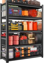 PRESTELION 72" H|48" W Garage Shelving Unit and Storage-Easy Assembly Metal Shelves 5-Tier Rack|Heavy-Duty Adjustable Shelf|Steel Rust-Resistant Shelves for Industrial,Warehouse,Basement