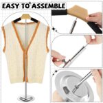 Qunclay Adjustable T Shirt Display Stand Flexible Mannequin Torso Shoulder Shirt Rack Portable Metal Clothes Hanger Rack Dress Form Stand for Vendor Jacket Coat, Height 16-27.9 Inch, Black(1 Pcs) - Image 3