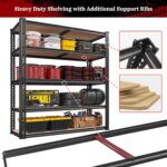 REIBII 40" W Garage Shelving 2500LBS Storage Shelves 72" H Metal Shelving 5 Tier Metal Shelves Adjustable Pantry Shelf for Closet Kitchen Warehouse 40" W x 19.7''D x 72''H - Image 7