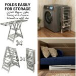 Stainless Steel Clothes Drying Rack (180cm/71") - Heavy Duty Foldable 3-Tier Laundry Stand with Hidden Wheels, Space-Saving Airer with Shoe Rack, Silver (منشر ملابس كبير وقوي) - Image 5