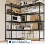 5 Tier Storage Shelving Unit Metal Shelves 70" W Wire Shelving, 70" H L-Shaped Pantry Shelves Kitchen Storage Shelves for Home Commercial Garage Heavy Duty, 70.8" H x 70.4" W x 15.7" D - Image 6