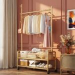 Beauenty 3 in 1 Heavy Duty Metal Rolling Clothes Rack, Gold Minimalist Design, Perfect for Coats, Shirts, Dresses, Bags, Storage & Organization - Image 8