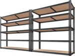 REIBII 2500LBS Garage Shelving 72''H Storage Shelves Heavy Duty Shelving 5 Tier Metal Shelves for Garage Shelves Adjustable Shelving Units and Storage for Closet Pantry Shelf, 72" H x 40" W x 20" D,2P