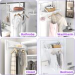 Over The Door Clothes Hanger with 2 Hooks, Stainless Steel Over The Door Hangers for Clothes with Storage Rack, Clothing Hanger Drying Racks for Laundry, Washroom, Fits Door Up to 1.77", White - Image 9