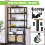 Metal Storage Shelves with Wheels, 6-Tier Rolling Shelf Adjustable Wire Shelving Rack Organizer Utility Storage Rack Shelving Unit for Home Kitchen Garage Pantry (6-Tier Shelf) - Image 5