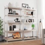 SONGMICS 5-Tier Heavy-Duty Shelving Units, Set of 2 Steel Shelving Units for Storage, Boltless Assembly, for Garage, Shed, Load Capacity 875 kg, 40 x 90 x 180 cm, Silver GLR040E02 - Image 7