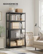 SONGMICS Shelving Unit, 50 x 100 x 200 cm, 875 kg Load Capacity (175 kg per Shelf), Industrial, Adjustable Storage Shelves, for Living Room, Kitchen, Garage, Rustic Brown and Black GLR050B11 - Image 4