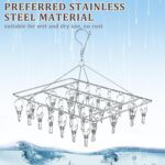 Stainless Steel Clothes Drying Rack, 30 Clips, Windproof Laundry Hanger for Socks, Underwear and Towels - Image 6