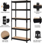 Topeakmart 5-Tier Utility Shelves, Metal Storage Shelves, Adjustable Shelving Units, Boltless Assembly, Garage Shelves Shed Shelving for Warehouse Garage Shed Basement- Black, 27.5 x 12x 60 Inch - Image 4