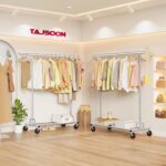 Tajsoon Clothing Rack Heavy Duty Clothes Rack Load 350 LBS, Rolling Clothes Racks for Hanging Clothes with Wheels & Extendable Rod, Collapsible Garment Rack with Bottom Shelf, Commercial, Chrome - Image 2