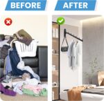 Clothing Racks for Hanging Clothes, Garment Racks Wall Mounted Clothes Bar-Hanger Holder Hooks Heavy Duty Folding Drying Rack Space Saving Clothing Hanging System Closet Storage Organizer - Image 9