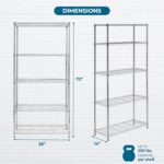 Honey-Can-Do, 5-Tier Chrome Heavy-Duty Adjustable Shelving Unit with 200-lb Per Shelf Weight Capacity - Image 3