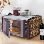 Glassiano Geometric Gold Printed Microwave Oven Cover for Samsung 28 Litre Convection Microwave Oven MC28H5025VB/TL, Black