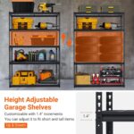 Garage Storage Shelves 5 Tiers, Heavy Duty Storage Shelving Racks with 2500 LBS Capacity, 48 in L x 18 in W x 72 in H Metal Adjustable Utility Shelving Unit for Garage Organization, Basement, Workshop - Image 6