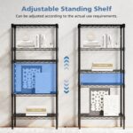 DUMOS 5-Tier Metal Wire Storage Shelves, Adjustable Standing Storage Rack Shelf, Heavy Duty Steel Shelving Unit Organizers for Kitchen Bathroom Pantry Garage, 23.2" W×13.4" D×59.8" H, Black - Image 6