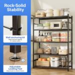 Storage Shelves, 5-Tier Metal Shelving Unit with Adjustable Feet, Heavy-Duty Shelf Organizer for Garage, Kitchen, Pantry and Closet Organization, 36.4" x 11.8" x 68.3", Black - Image 4