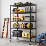Heavy Duty Industrial Storage Shelving Unit with Wheels, 5-Tier Garage and Pantry Shelf Unit, Adjustable Metal Wire Storage Rack Organizer (91x45.5x183cm(WxDxH)) - Image 2