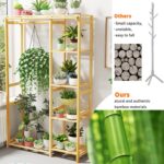 Bamboo Garment Clothing Rack, Coat Hanging Rack with Storage Shelves Open Wardrobe Coat Stand Clothes Shoes Organizer with Back Cover for Entryway Living Room - Image 6