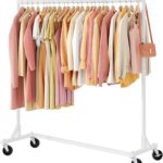 Hoctieon Z Rack, Rolling Clothes Racks with Z-Base, Heavy Duty Garment Rack, Clothing Racks for Hanging Clothes, Sturdy Metal Hanging Holder, Clothes Organizer Rack, White