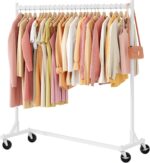 Hoctieon Z Rack, Rolling Clothes Racks with Z-Base, Heavy Duty Garment Rack, Clothing Racks for Hanging Clothes, Sturdy Metal Hanging Holder, Clothes Organizer Rack, White