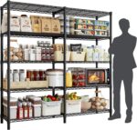 61''W Storage Shelves 5 Tier Wire Shelving Unit Storage Rack Adjustable Metal Shelves for Kitchen, Pantry, Warehouse, Basement, Dorm (61''W)