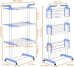 HOMIDEC Clothes Drying Rack, Large 4-Tier Foldable Drying Rack Clothing(67.7H x 19.7W x 30L Inches), Movable Drying Rack with 4 castors. Multifunctional Stainless Steel Laundry Drying Rack, Blue - Image 6