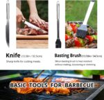PINKE BBQ Grill BBQ Accessories, 9 Pieces Stainless Steel Grill Utensil Tools Grilling Accessories Barbecue Grill Accessories with Canvas Bag for Outdoor Grill, Camping Party - Image 5