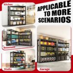 78" H Garage Shelving, Metal Storage Shelves, 3000LBS Heavy Duty Shelving, Adjustable 5 Tier Storage Rack, Industrial Utility Shelf for Garage, Warehouse, Kitchen,18" D×47.5" W×78" H, Black - Image 6