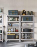 SONGMICS 5-Tier Shelving Unit, Set of 2 Steel Shelving Unit for Storage, Boltless Assembly, for Garage, Shed, Load Capacity 650 kg Each, 30 x 75 x 150 cm, Silver GLR030E02 - Image 2