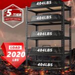2020LBS Storage Shelves 5 Tier Garage Shelving Heavy Duty Adjustable Garage Shelves, Utility Rack Shelf, Shelving Units for Storage Warehouse Pantry Closet, 35.5" W x 11.9" D x 72" H, Black - Image 4
