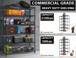72" Storage Shelves Heavy Duty Shelving Loads 500/2100Lbs, 6 Tier Metal Utility Shelf Rack, Wide Garage Shelving, Adjustable Storage Shelves for Garage Basement Warehouse - Image 5
