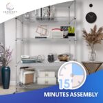 Crescent, Chrome, 48 x 18 x 76, 4000 LBS, Metal Shelves for Storage with Wheels, Ideal for Garage Shelving, 5 Tier Wire Shelving Rack for Kitchen Storage, Heavy Duty Shelving for Home Storage - Image 8