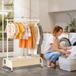 MISSLO Kids Clothing Rack with Basket Small Dress Up Storage Short Toddler Dress Up Rack Kids Closet for Baby Clothes, White - Image 7